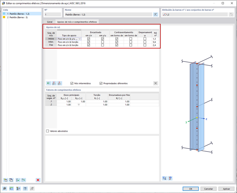 FAQ 005240 | Como é que defino os comprimentos efetivos ao realizar o dimensionamento de aço no RFEM 6?