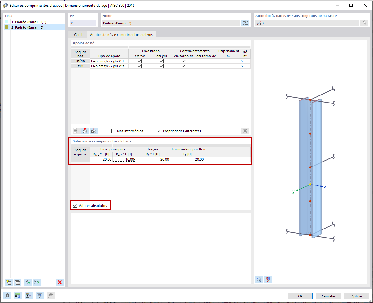 FAQ 005240 | Como é que defino os comprimentos efetivos ao realizar o dimensionamento de aço no RFEM 6?