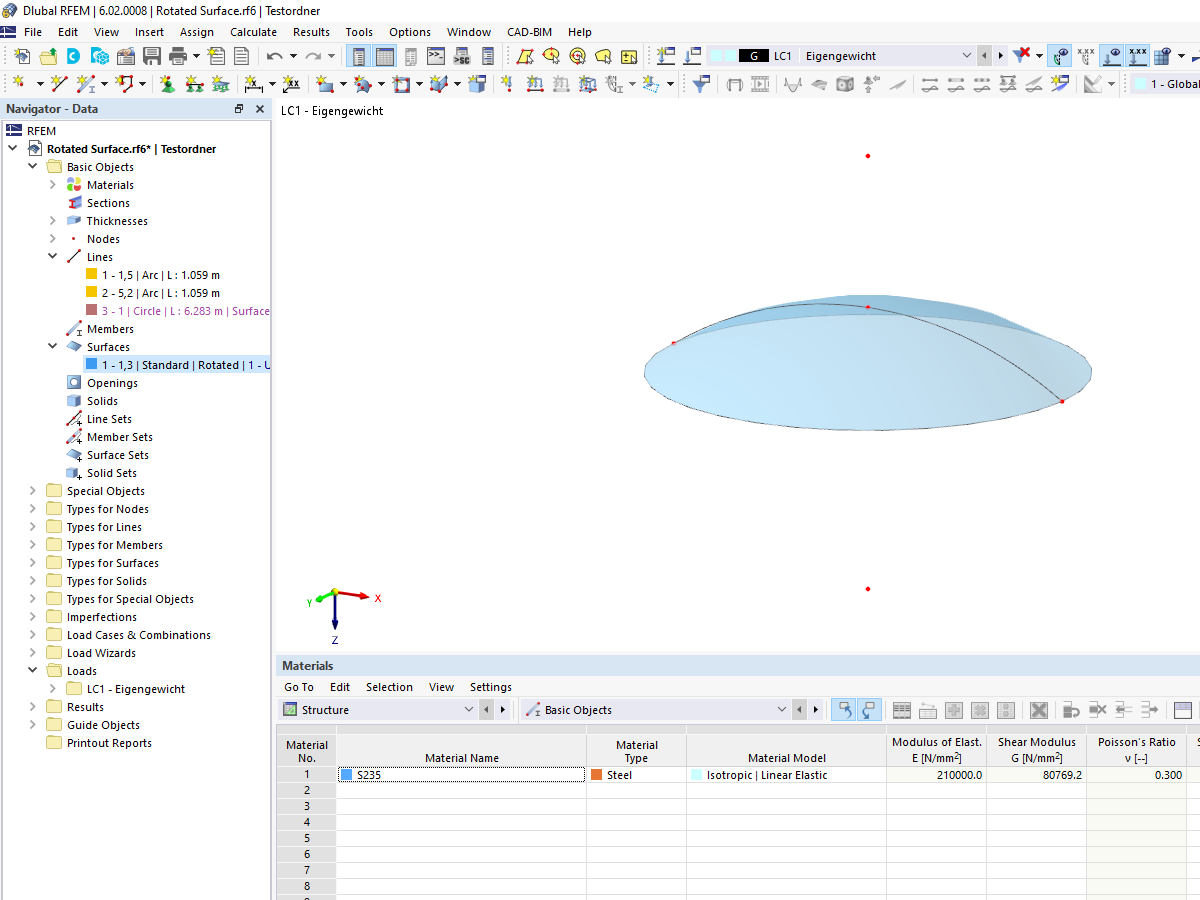 FAQ 005250 | Gostaria de criar uma superfície com simetria de rotação no RFEM. No entanto, a superfície rodada não é criada. Porquê?