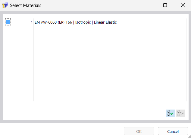 Selecionar material na caixa de diálogo