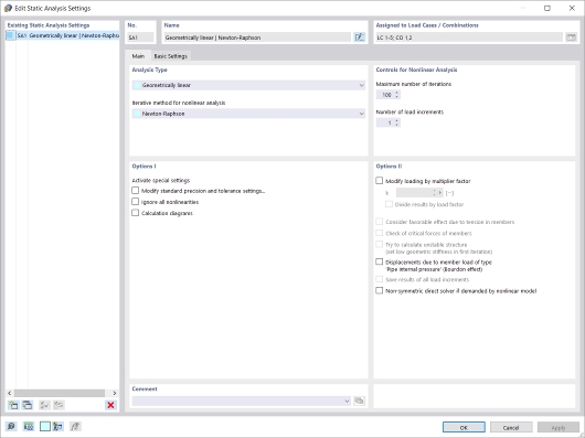 Configura&#xE7;&#xE3;o da an&#xE1;lise est&#xE1;tica