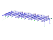 Modelo parcial do pavilhão norte no RFEM (© Isenmann Ingenieure)