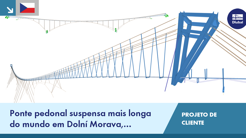 A maior ponte suspensa do mundo, sem pilares de suporte, liga montanhas em Dolní Morava