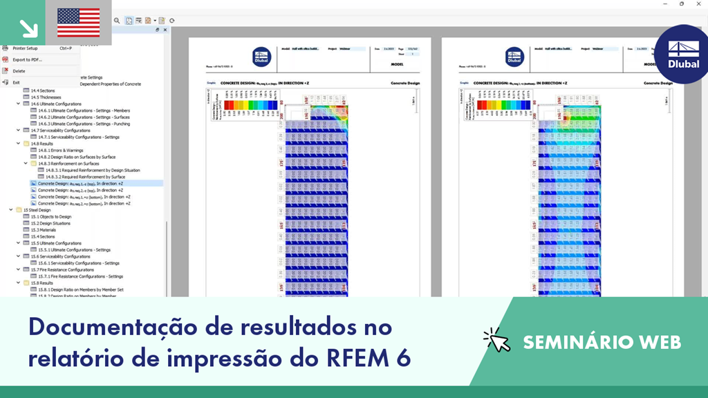 Documentação de resultados no relatório de impressão do RFEM 6