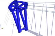 CP 001237 | Modelo 3D de uma torre da ponte pedonal suspensa no RFEM 5