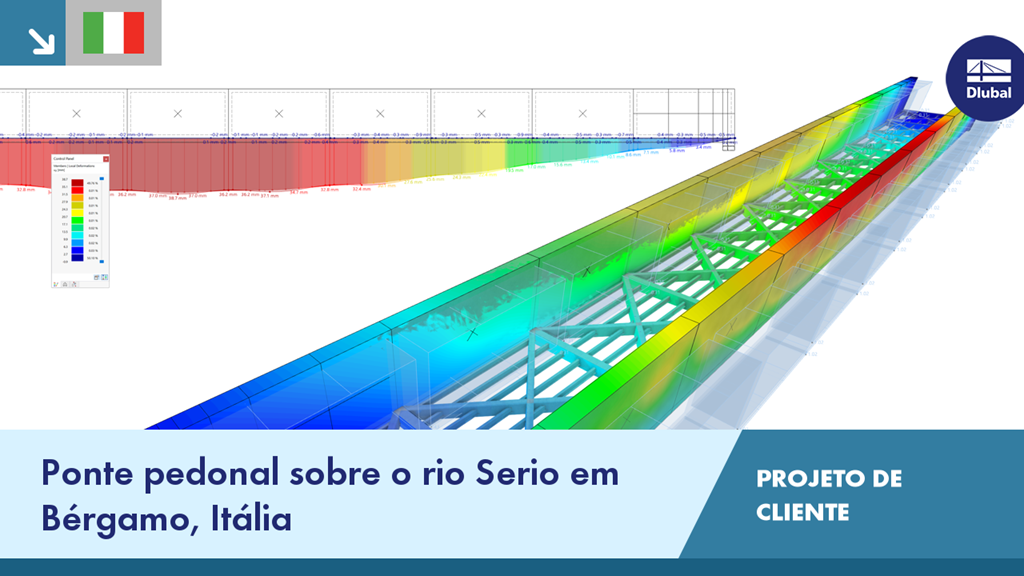 Passarela pedonal elegante sobre o Rio Serio em Bergamo, demonstrando um design de engenharia moderno.