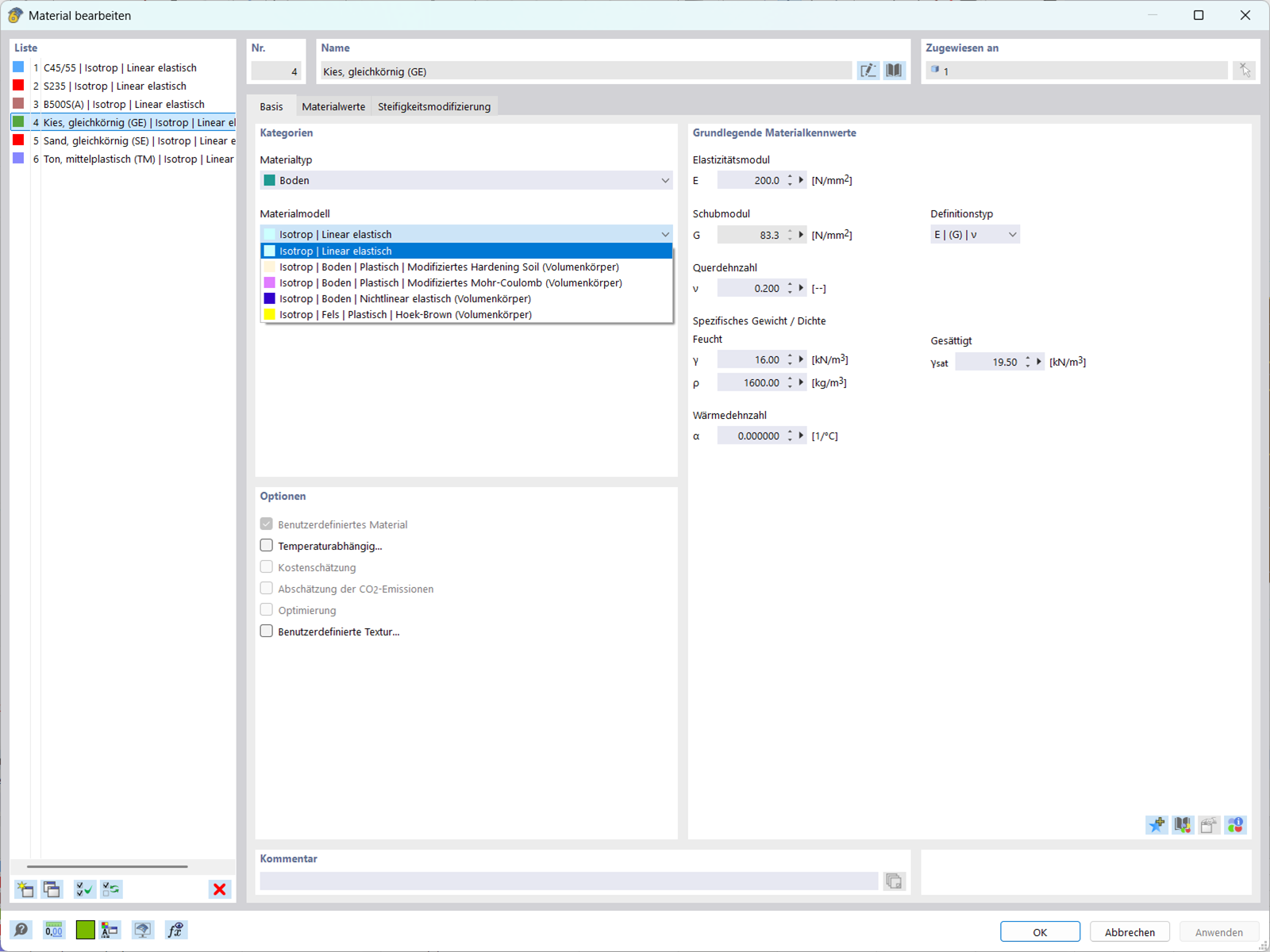Modelos de material de solo