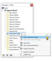 Navegador de projetos - dados: Fases de construção