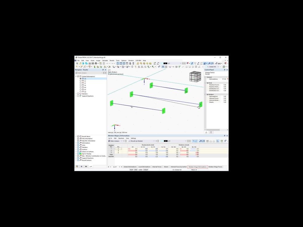 Função 002450 | Tabelas de resultados para articulações de barra