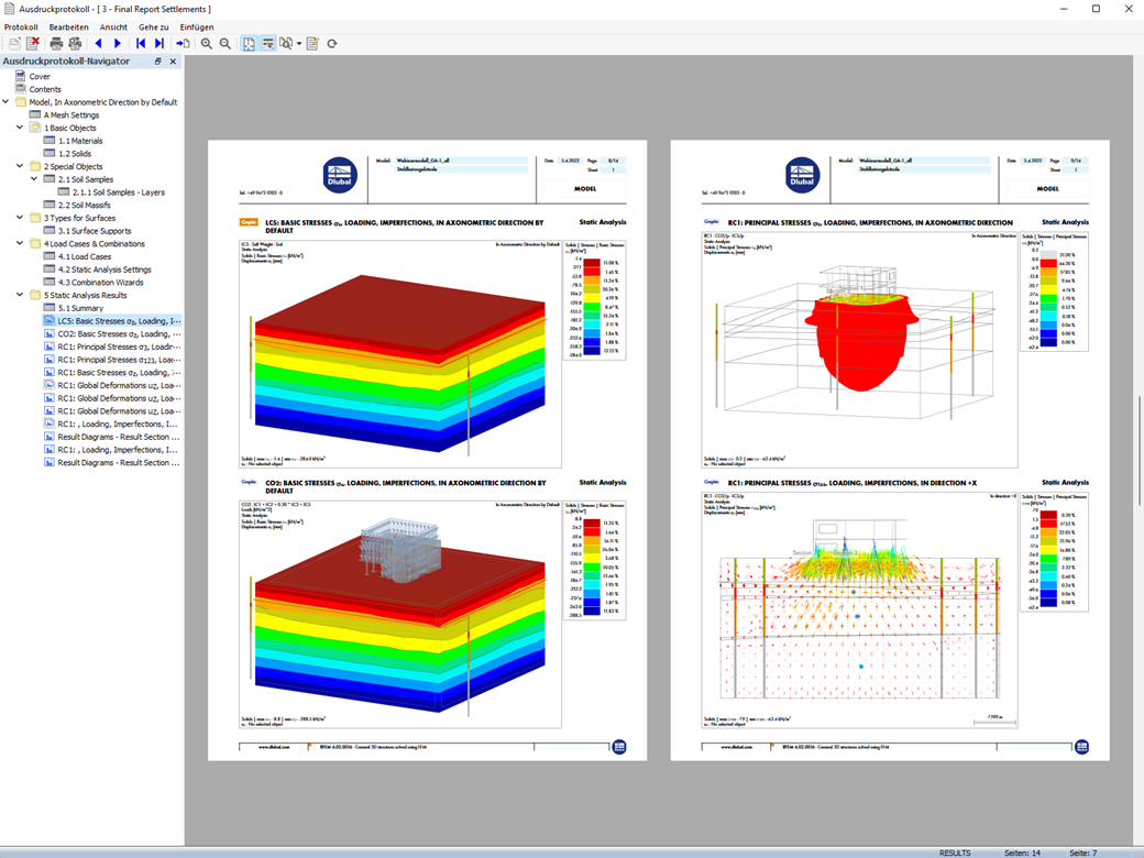 Relatório de impressão com gráficos dos resultados da tensão