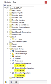 Configurações padrão para dimensionamento de betão segundo a norma CSA A23.3