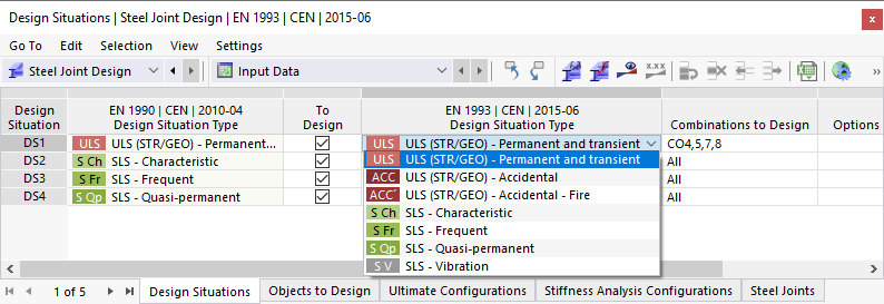 Atribuição de um tipo de situação de dimensionamento para ligações de aço de acordo com EN 1993