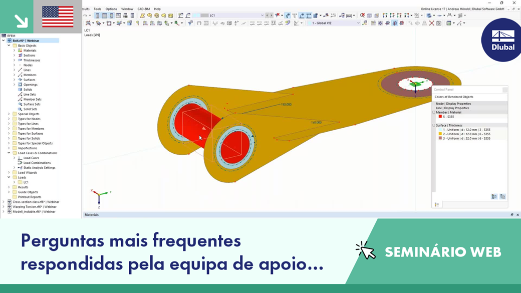 Webinar discussing frequently asked questions in August 2022 by Dlubal's support team.