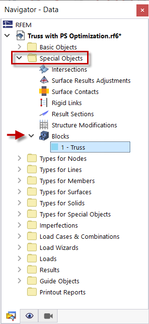 Blocos como objetos especiais no navegador