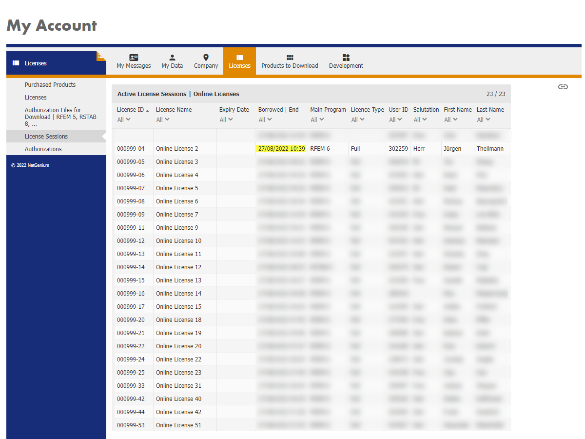 FAQ005305 | Iniciei sessão com a minha licença online da Dlubal às 00:39 (hora de verão da Europa Central). Gostaria de reservar a licença para 24 horas.
