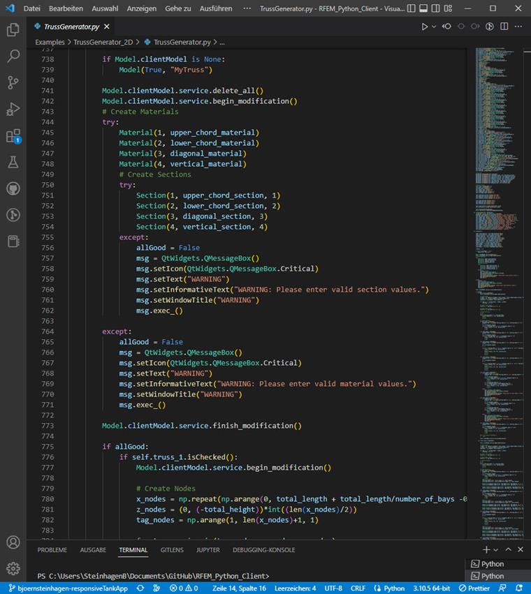 KB 001769 | Aplicações práticas utilizando o Python e RFEM 6 | Gerador de treliças 2D