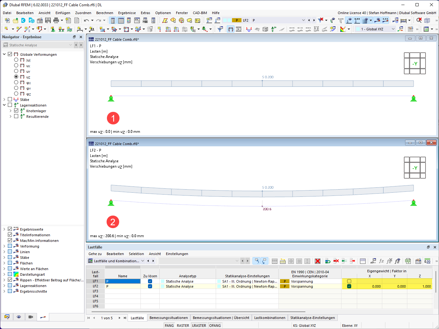 Form-finding sem e com peso próprio