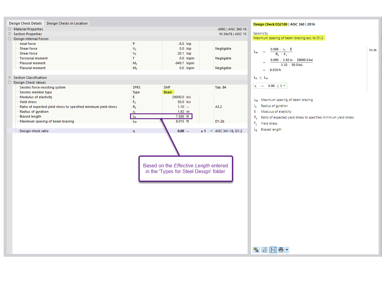 KB 001767 | AISC 341-16 Dimensionamento de barras de momento no RFEM 6