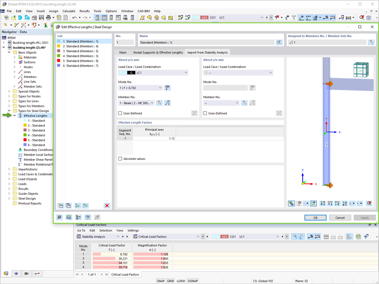 Definir comprimentos efetivos