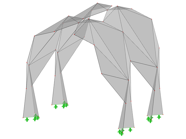 ID de modelo 548 | 034-FPL124-b (variante mais geral de 034-FPL124-a) | Sistemas de estruturas dobradas prismáticas. Sistema estrutural linear composto por superfícies dobradas. Arco com articulação superior