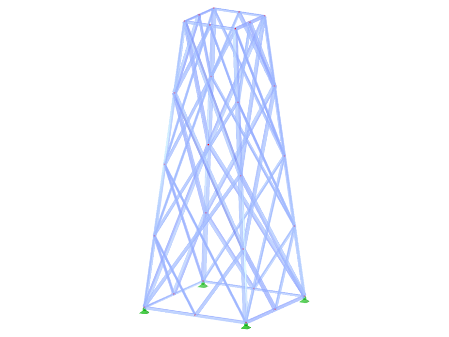 ID de modelo 2286 | TSR062-a | Torre triangulada | Planta retangular | Diagonais X duplas (não interconectadas)