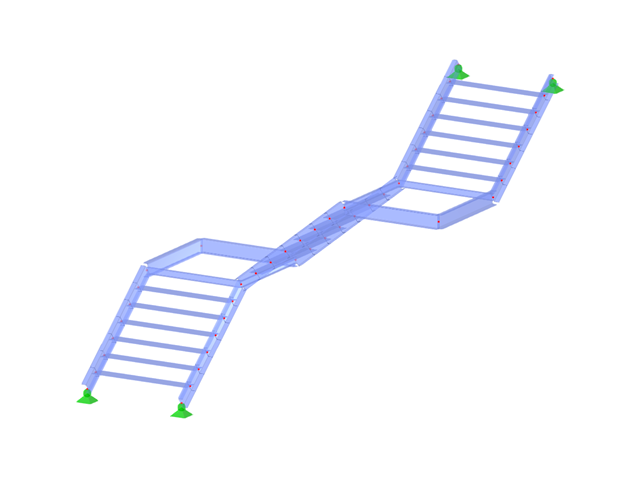 ID de modelo 3053 | STS006-a | Escadas | Três voos | Em forma de Z | Cima-direita, cima-esquerda