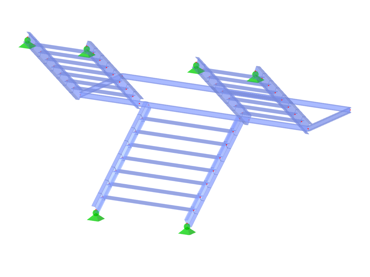 Modelo ID 3086 | STS008 | Escadas | Três lanços | Meia volta (em forma de U, inversão)