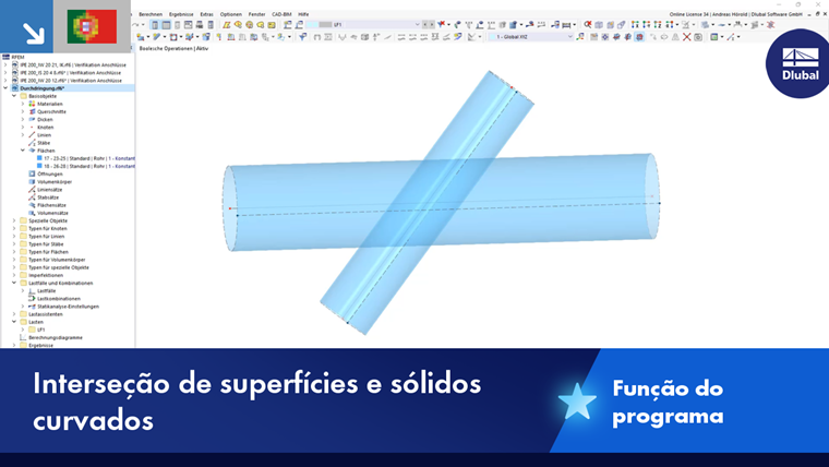 Intersektion gekrümmter Oberflächen mit volumetrischen Strukturen in einer statischen Analyseumgebung.