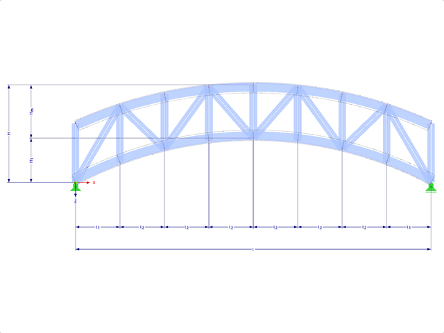 Modelo 001661 | FT900c-crv-rr | Formas treliçadas em arco com parâmetros
