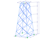 Modelo 002135 | TSR038-a | Torre triangulada | Planta retangular | Diagonais losango (não interligadas, rectas) com parâmetros