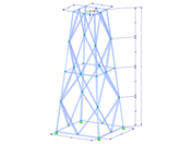 Modelo 002138 | TSR041 | Torre triangulada | Planta retangular | Losangos diagonais e horizontais com parâmetros