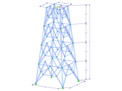 Modelo 002194 | TSR053-a | Torre triangulada | Planta retangular | K-Diagonais inferior (reta) & intermédia horizontal com parâmetros