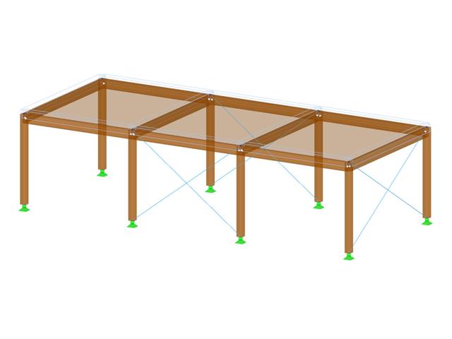 Estrutura de madeira com libertações lineares