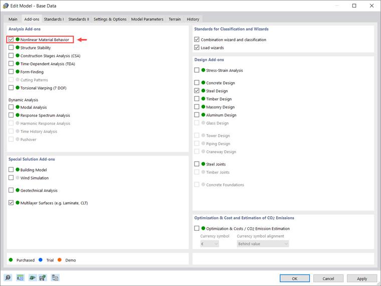 Módulo "Comportamento de material não linear" para o RFEM 6