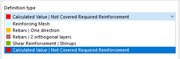 Visualização da seleção de tipos de definição para elementos de armadura, como malha, varão de armadura e estribo