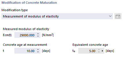 Tipo de modificação 'Medição do módulo de Young'