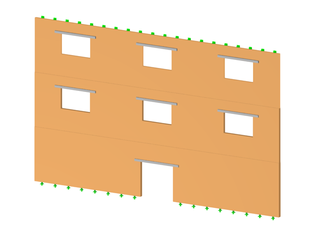 Modelo 004048 | Parede de alvenaria com portas e janelas