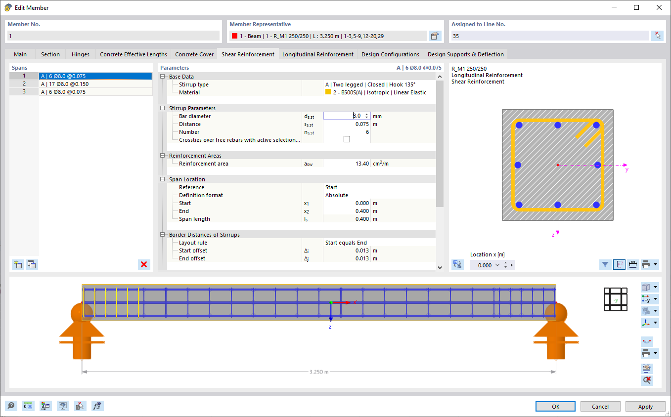Definição da armadura de corte