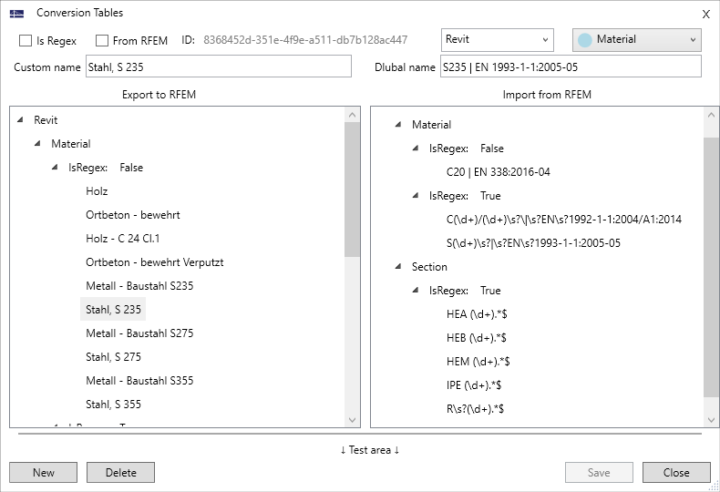 Tabelas de conversão