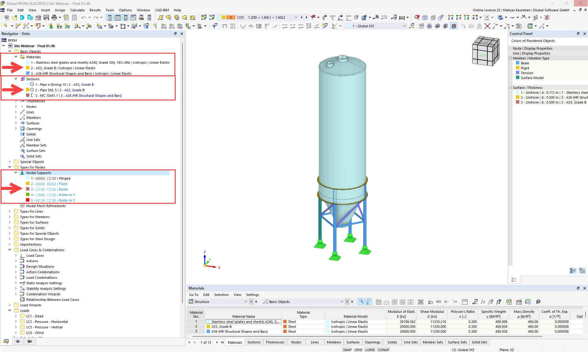 Figura 01: Modelo RFEM de silo