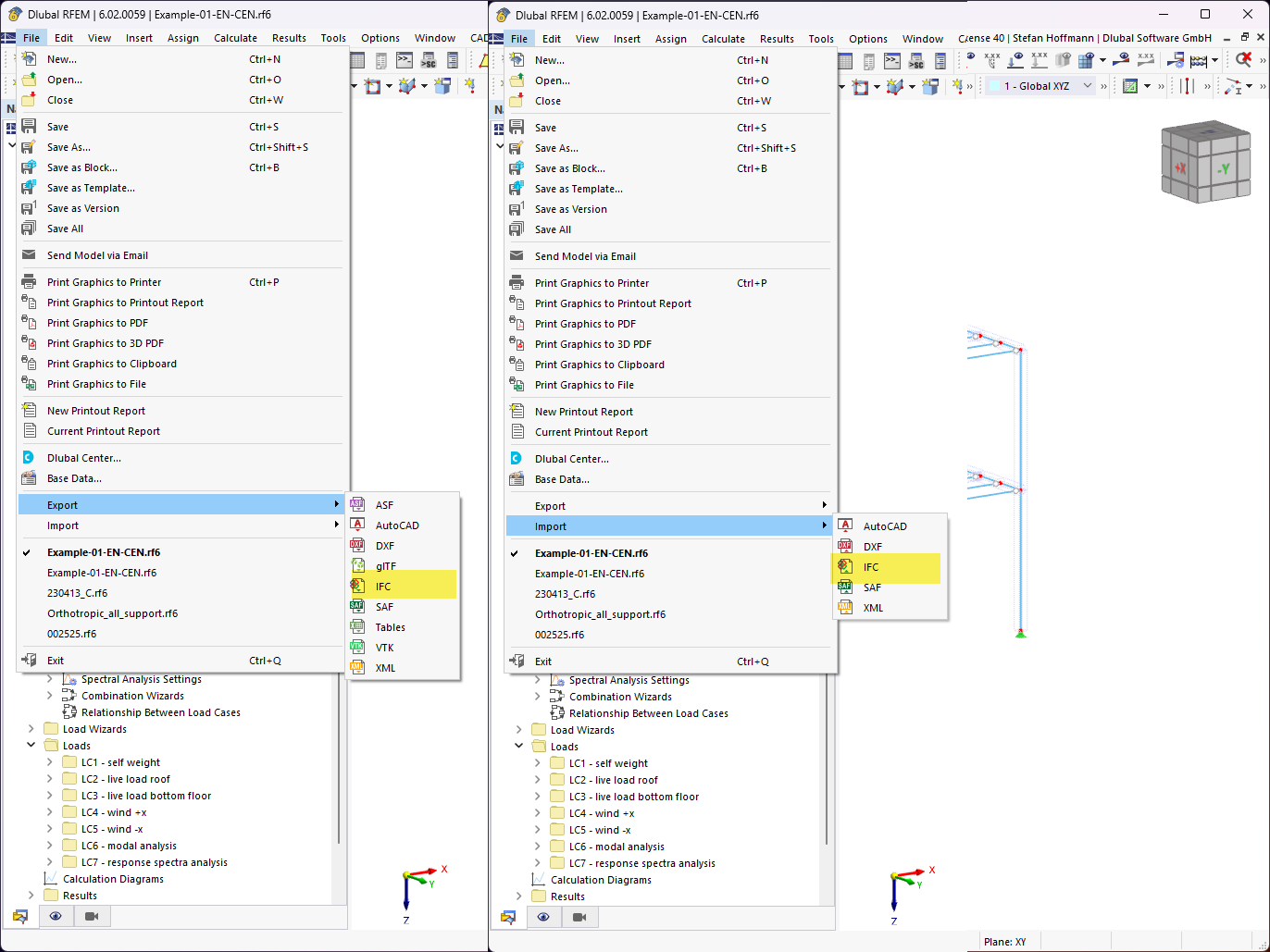 FAQ 005373 | Como é que posso exportar ou importar um ficheiro IFC no RFEM 6/RSTAB 9?