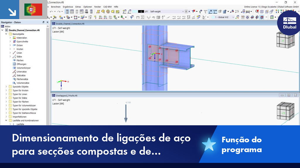 Cálculo de ligações de aço para secções compostas de parede fina no planeamento estrutural.