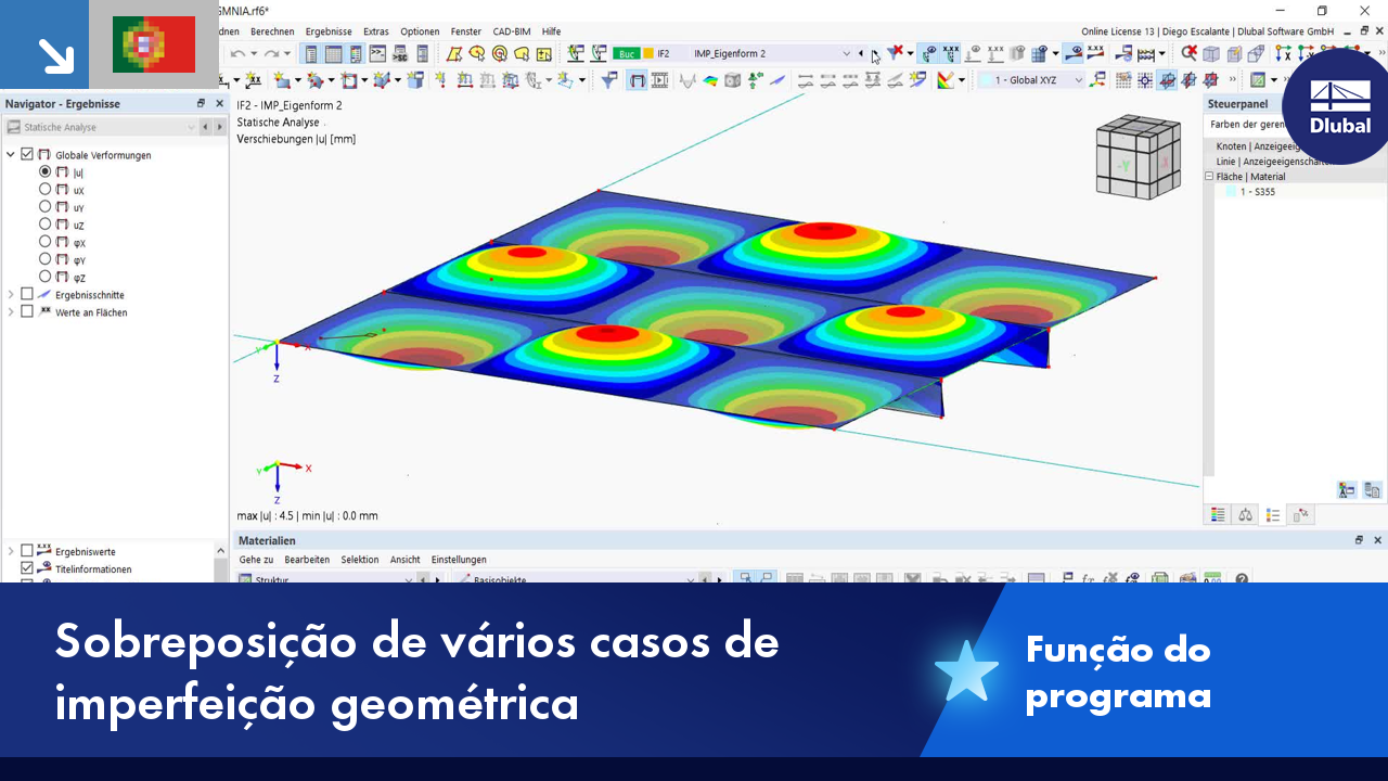 Visualização de casos de imperfeição geométrica combinada numa variante estrutural