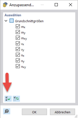 Esforços internos básicos a serem ajustados