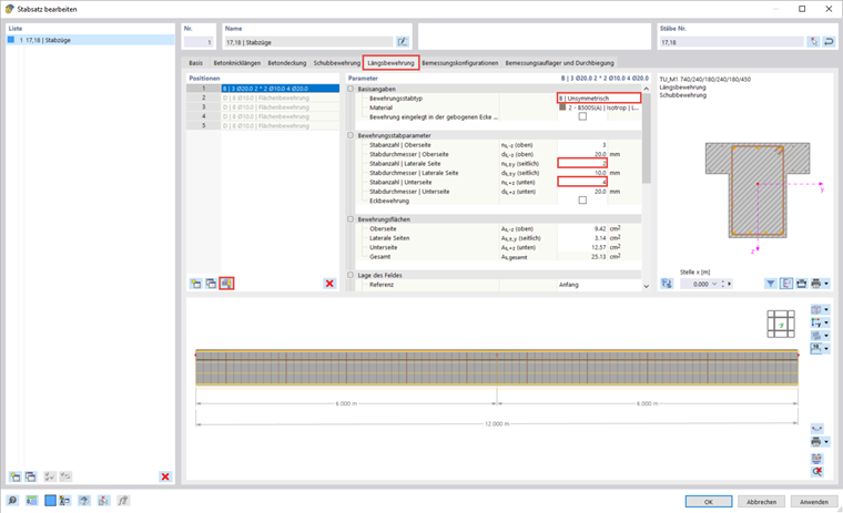 Armadura longitudinal na viga