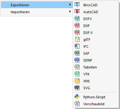 Interfaces para exportação