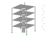 Modelo de edifício com barras e superfícies