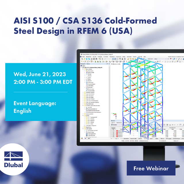 Dimensionamento de aço formado a frio AISI S100/CSA S136 no RFEM 6 (EUA)