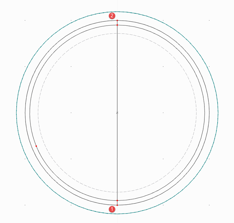 Linha auxiliar para conectar os círculos