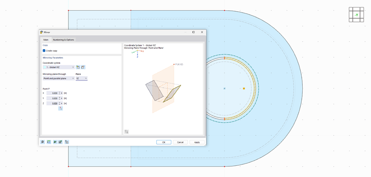 Representação de um sólido de contacto espelhado num software CAD para aplicações técnicas